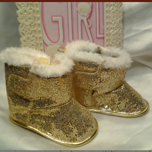 gold baby boots